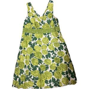 Boden Green Floral V-Neck Sundress 16L